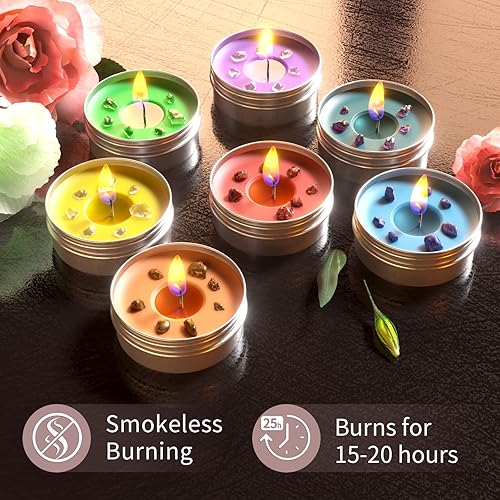 Miniatura 9 de Velas de chakra con cristal y piedras curativas de primera calidad, velas perfumadas de meditación de lujo, juego de regalo para mujeres, alivio del