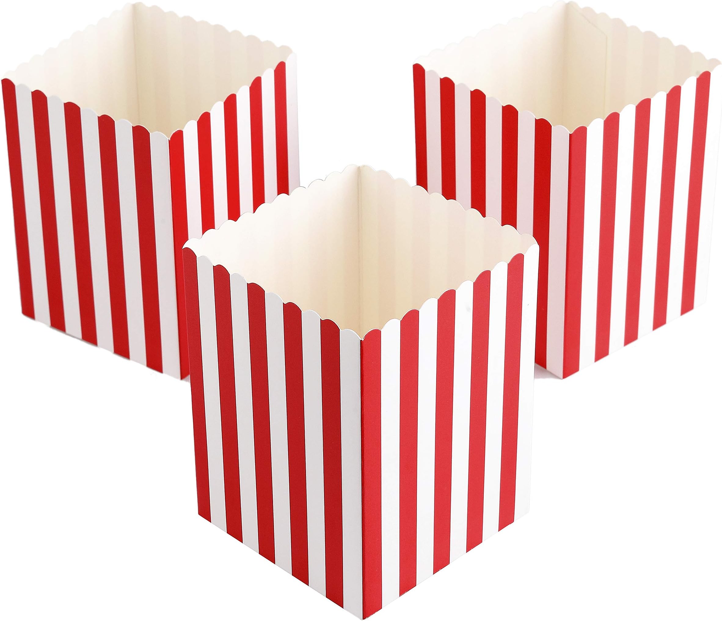 Mini Movie Popcorn Boxes - 100 Piece Red and White Mini Paper Popcorn Containers, Movie Night Party Supplies for Kids, Movie-Themed Parties, Carnival Parties, Pirate Party 3 x 3 x 4 Inches (100 Pack)