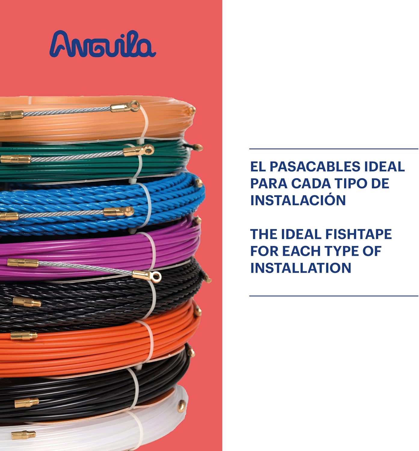 | Cable Guide | Interchangeable Terminals | Steel + Propylene Strip | Red | Diameter 4 mm | 20 m