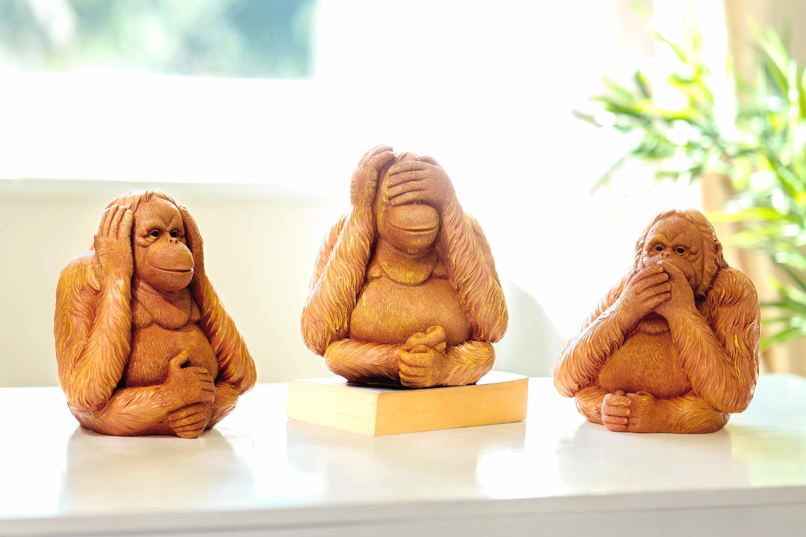 Garden Mile 3pc Wise Monkeys Stone Effect Garden Ornaments Large