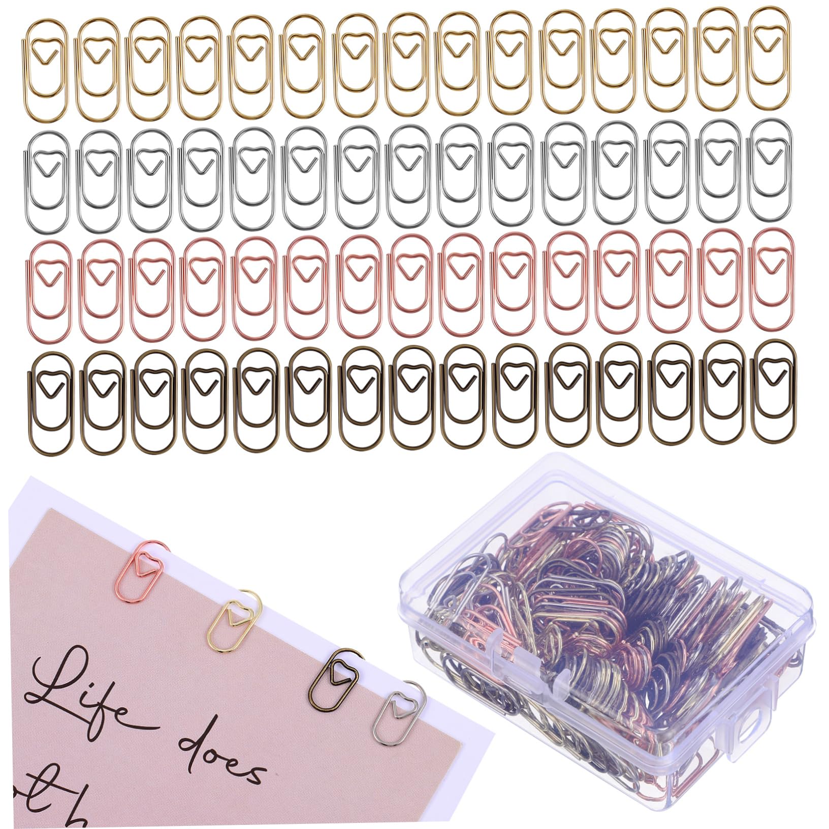 OSALADI 5 Set Mini Love Paper Clip Dovere Novità A Forma Di Spillo Chiave Forniture Per Ufficio Di Moda Scrivania Minuscolo Graffetta Per Fogli Colorato Creazione Metallo 200 Pezzi * 5