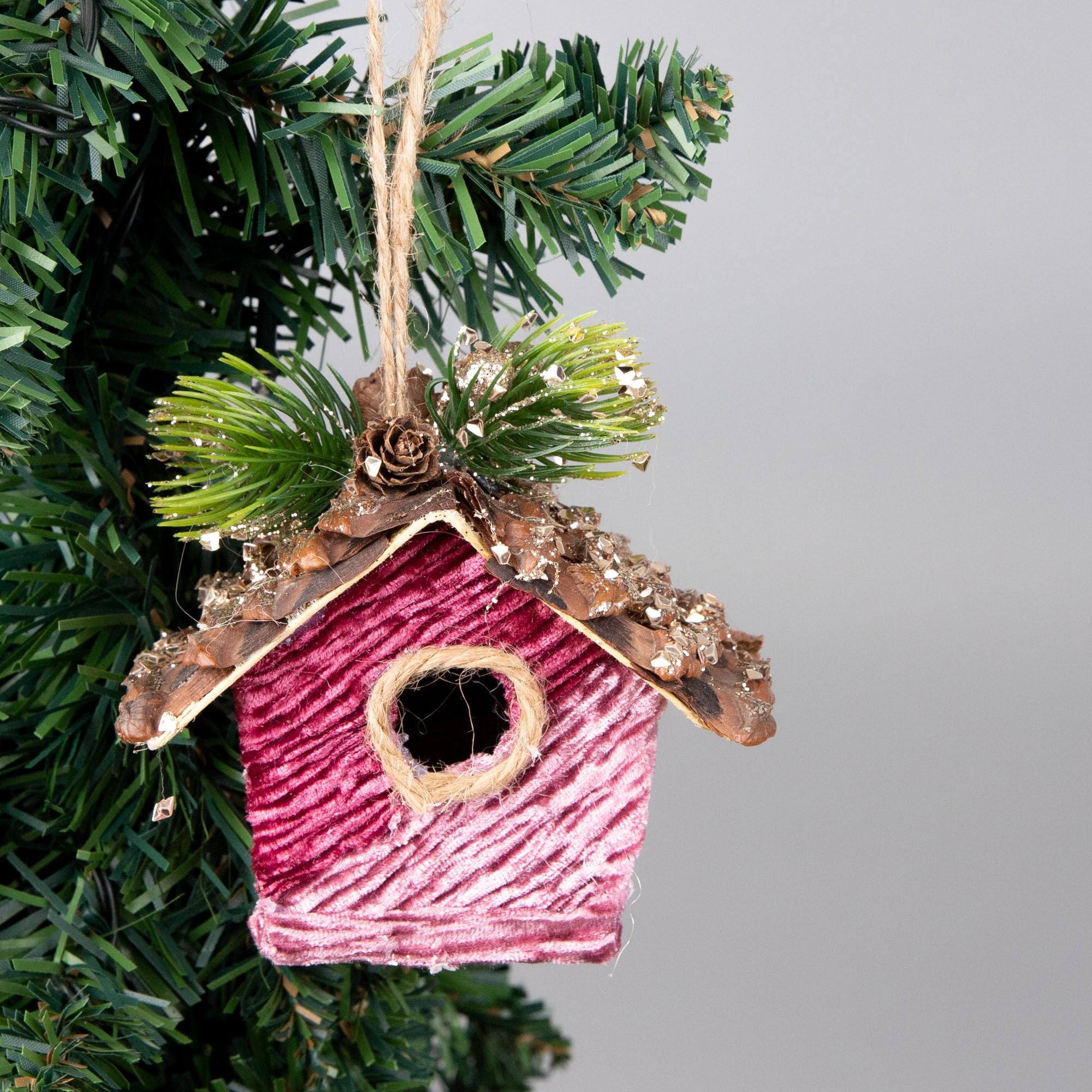 3Pcs Pink Burgundy Birdhouse 10x11cm - Image 3