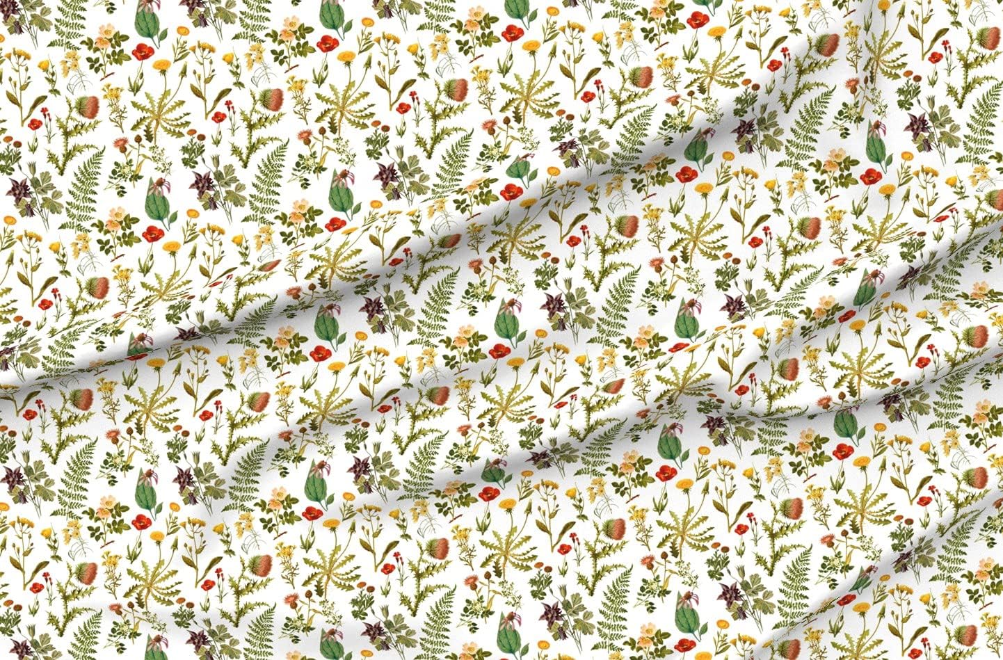 Spoonflower Fabric - Vintage Botanical Wildflowers Small Florals Botanicals Woodland Printed on Minky Fabric by The Yard - Sewing Baby Blankets Quilt Backing Plush