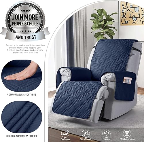 Miniatura 117 de TAOCOCO Funda para silla reclinable 100% impermeable, fundas antideslizantes para silla reclinable con bolsillo, protector de muebles lavable