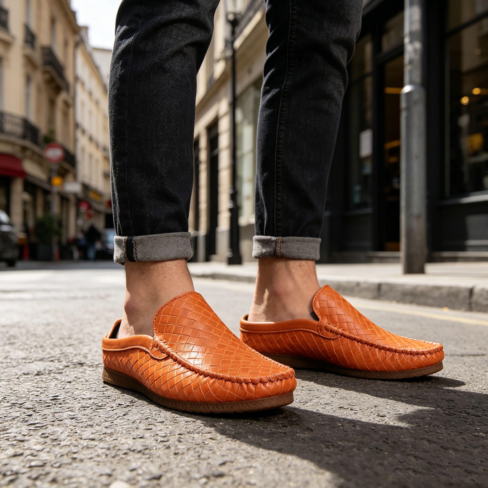 Mocassini da uomo Slip on Mules Backless Mocassini Scarpe da uomo Estate Slip-on Backless Sneakers Zoccoli Pantofole in Pelle Traspirante Mocassini Mules