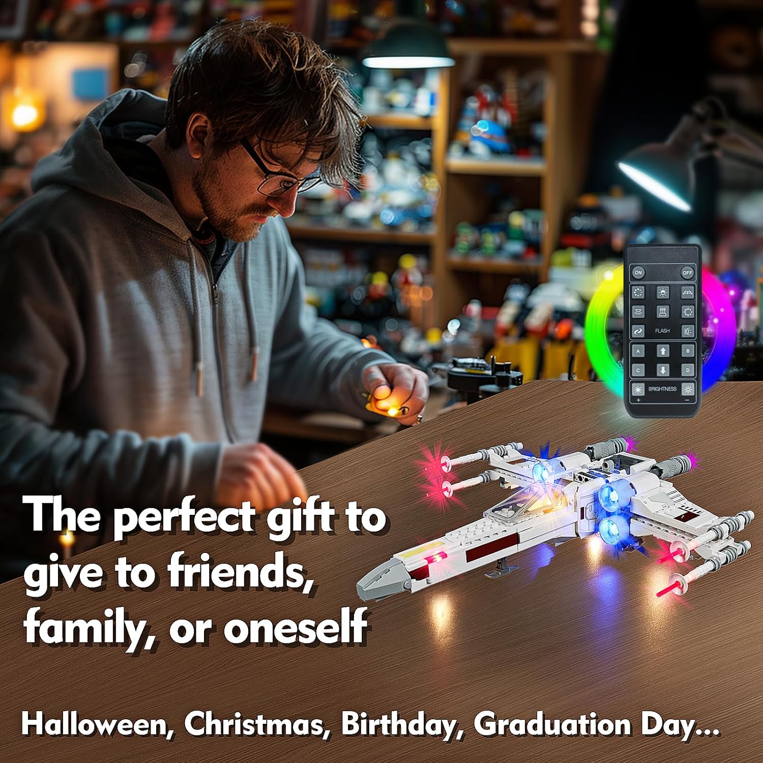 LED Lighting Compatible with Lego Luke Skywalker’s X-Wing Fighter 75301, Light Kit Compatible with Lego 75301, Giving Light to Model, NOT Included The Model Set(RC Model)