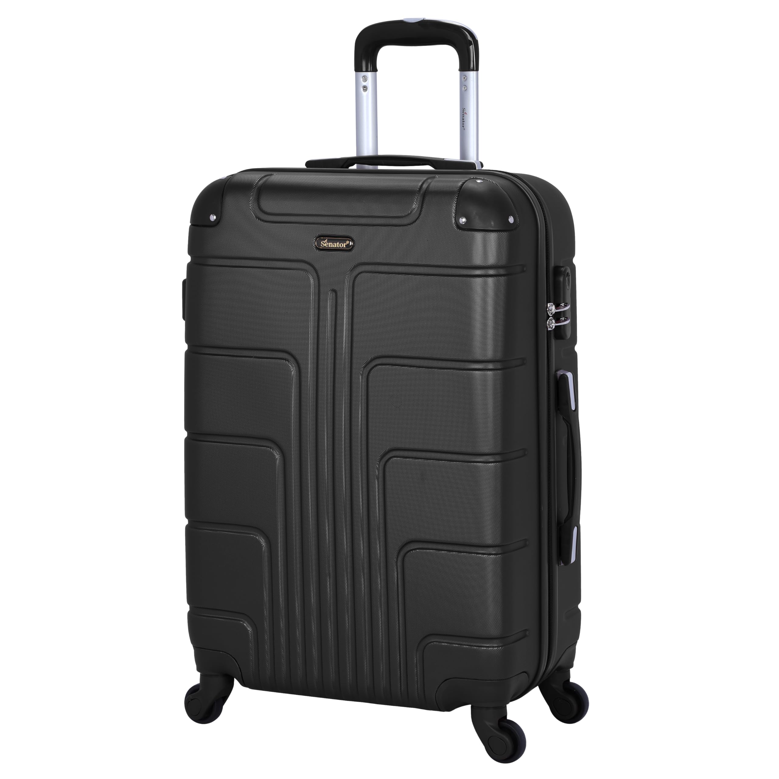 Senator Lightweight Luggage Checked Bag- 24 Inches Hardshell Suitcase Spinner Luggage For Travel A1012 | Abs Medium Size Luggage With Spinner Wheels 4 (Checked Luggage 24-Inch, Black) Checked Luggage 24-Inch Black