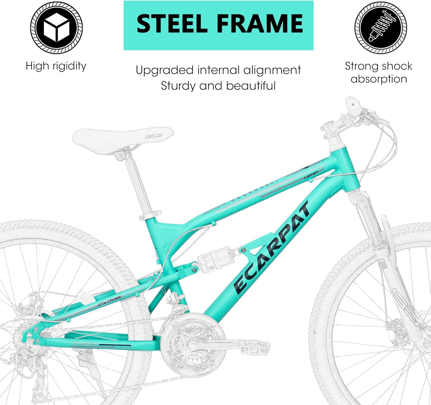 26 Inch Steel Frame Shock Fork Plus Shock Absorber 21-Speed Unisex Mountain Bike for Adults,Dual Disc Brake Mountain Bicycle for Men Womens Adult Bicycle