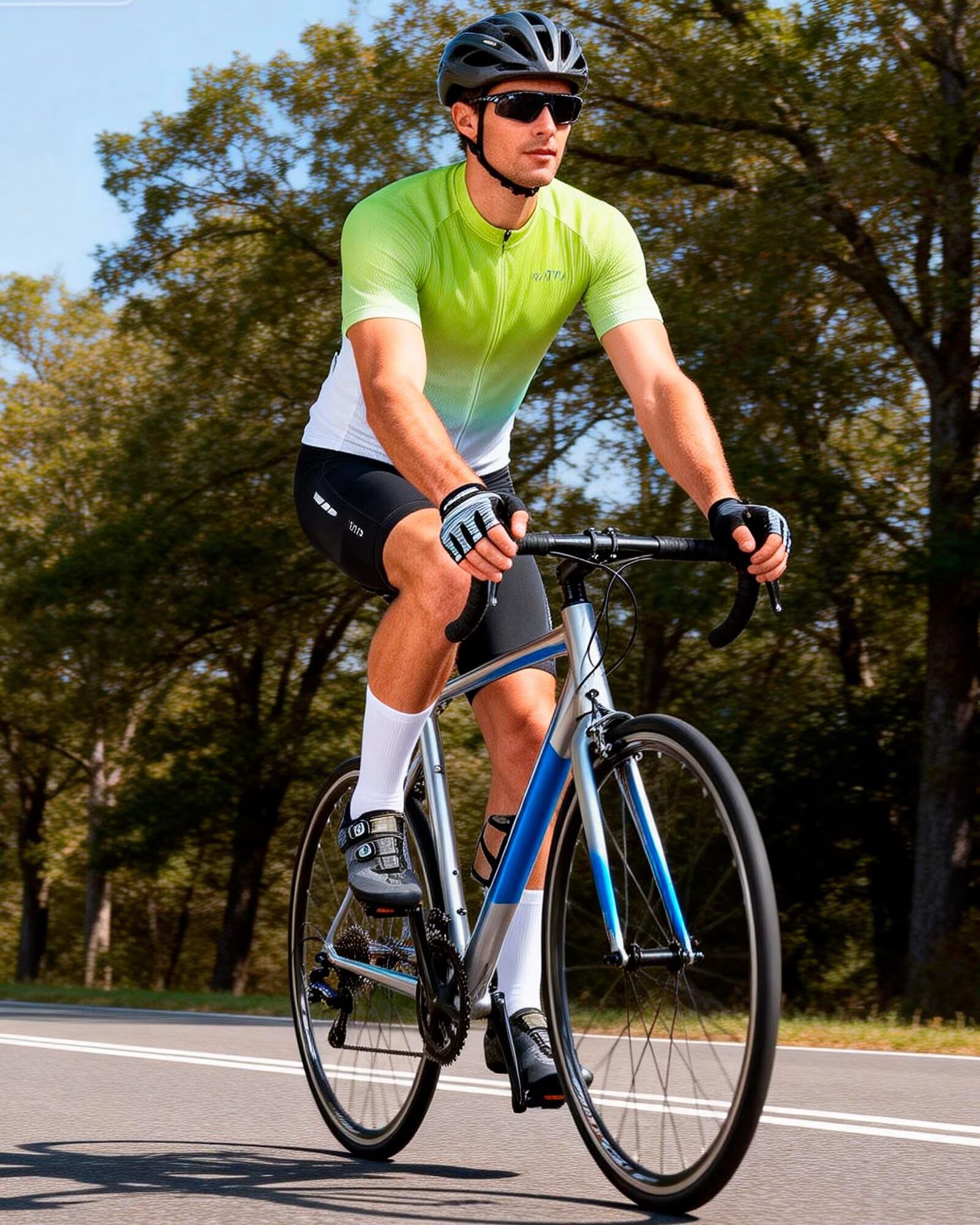 ROTTO Maillots Cyclisme Hommes Manches Courtes Poche Fermeture Éclair