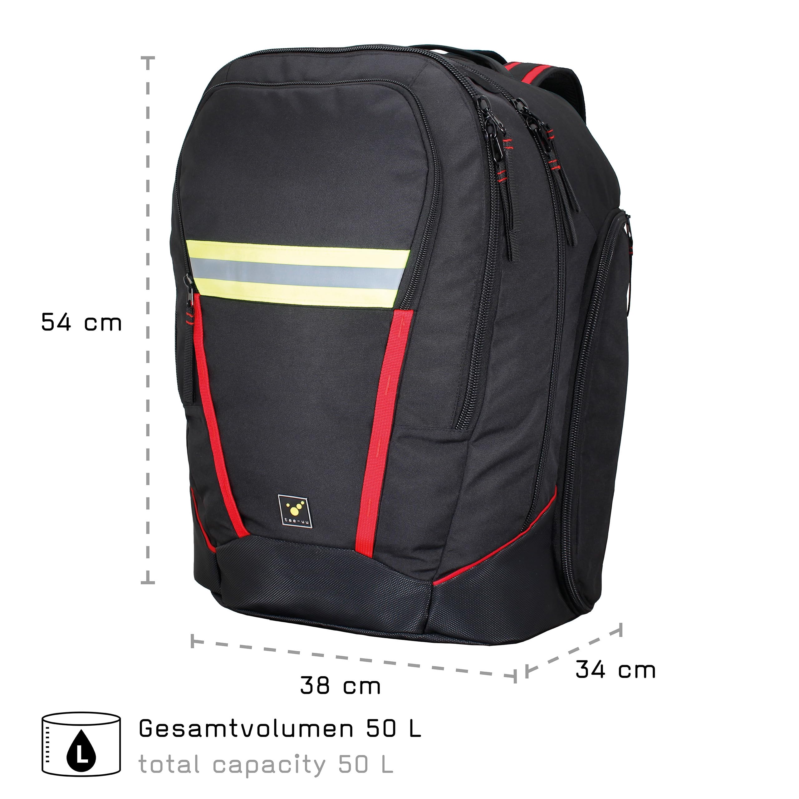 tee-uu SHIFTBAG EVO Rucksack | für die persönliche Schutzkleidung | 50 L Volumen | getrenntes Stiefelfach | abnehmbare Helmhalterung