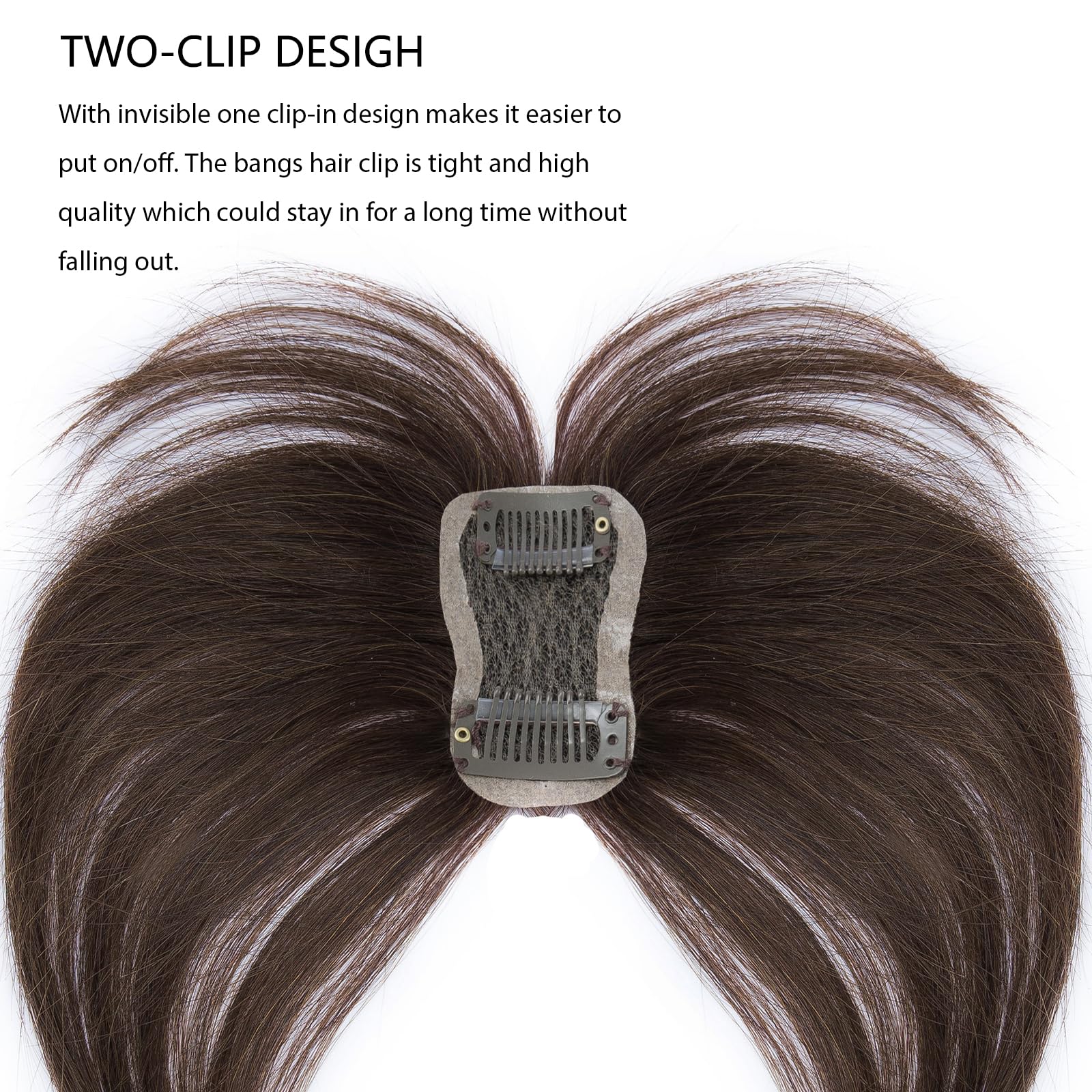 Clip in Fringe 100% Human Hair Bangs Clip in 360 3D Coverage Fringe for Women Daily Wear Dark Brown, Dark Brown-3D bangs, 5 in - Image 4