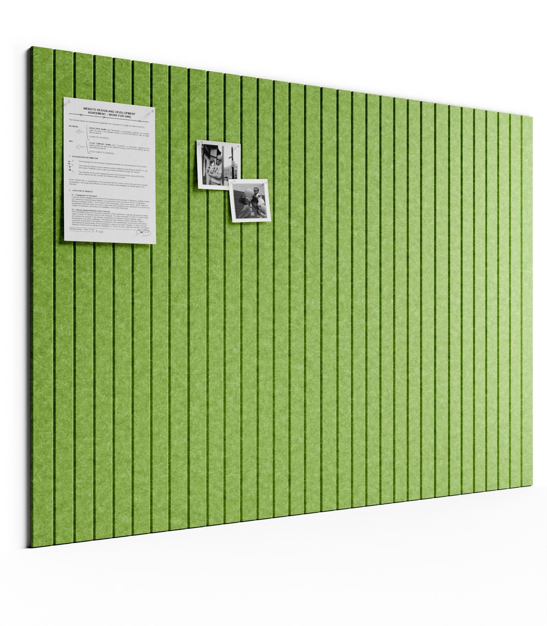 Bumusty Large Cork Board Alternative-48 x 36" Felt Bulletin Board Tiles, with 30 Pushpins, 70 Adhesive Tabs, 12-Pack Slat Wall Paneling, Cork Boards for Office Push Pin Board Felt Board-Kelly Green — image 1
