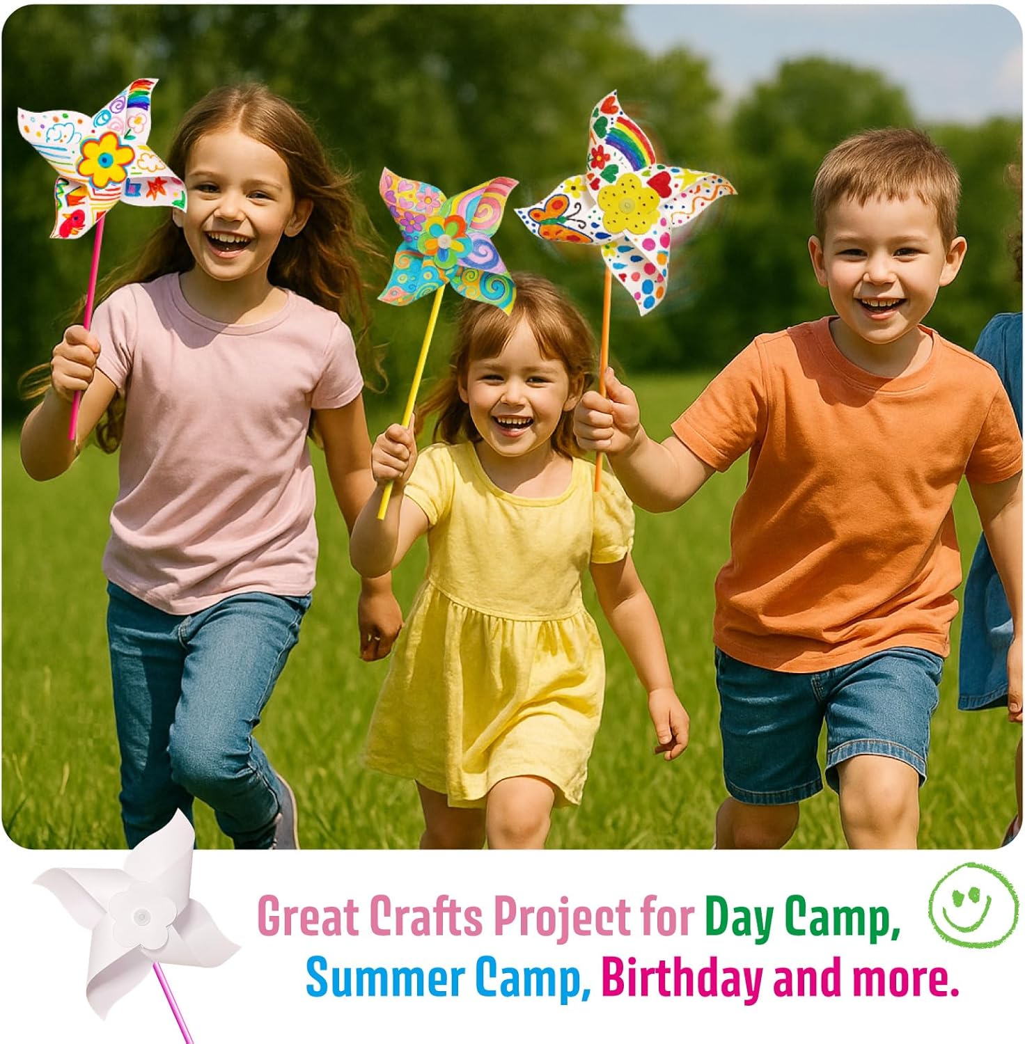 24 Pack DIY Pinwheels Crafts for Kids - Summer Spring Crafts for Kids 3-5, 4-6, 4-8 - Fun & Easy Assembly, Bulk STEM Educational Activity for Easter, Classroom, Birthday Party Favor