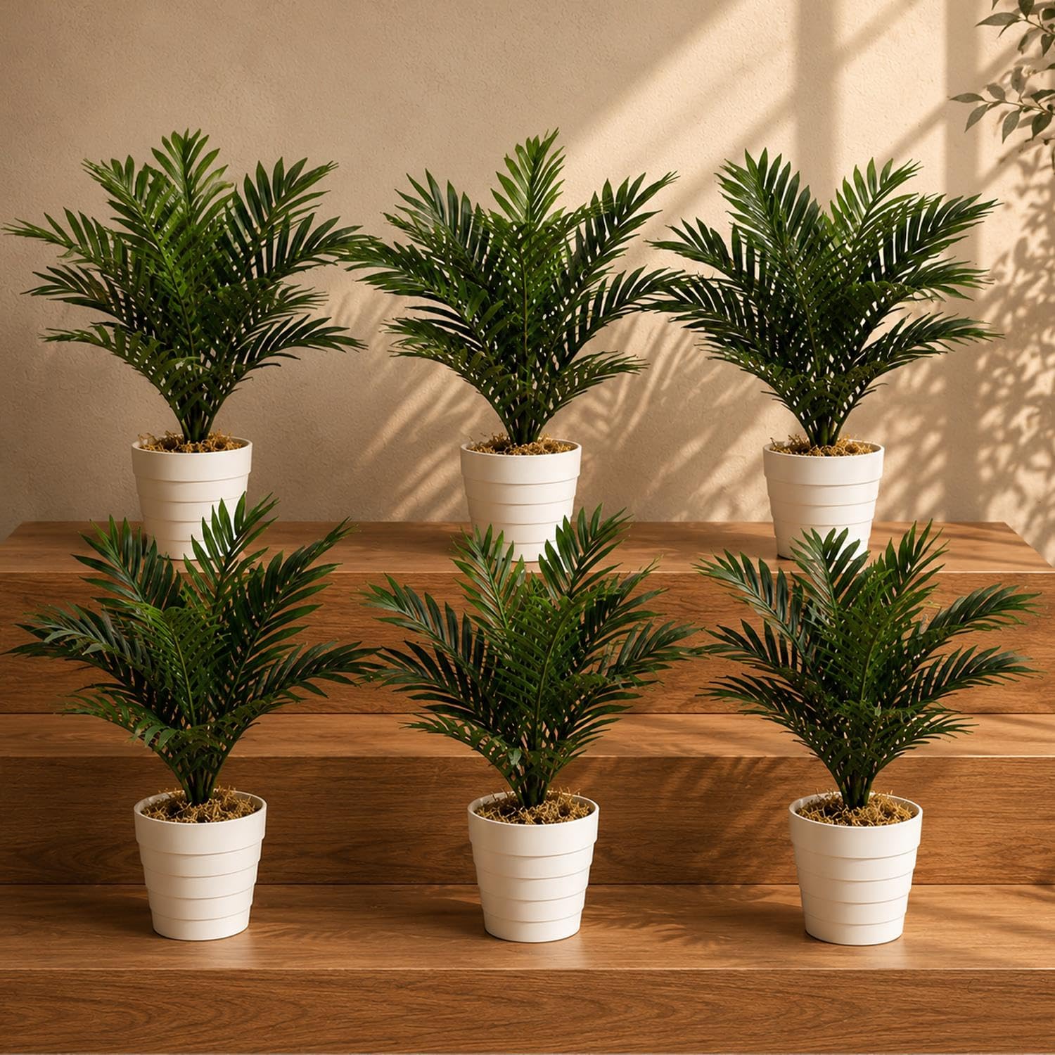 Pack of 6 - 50cm Artificial Mini Palm Tree - Green - Leaf