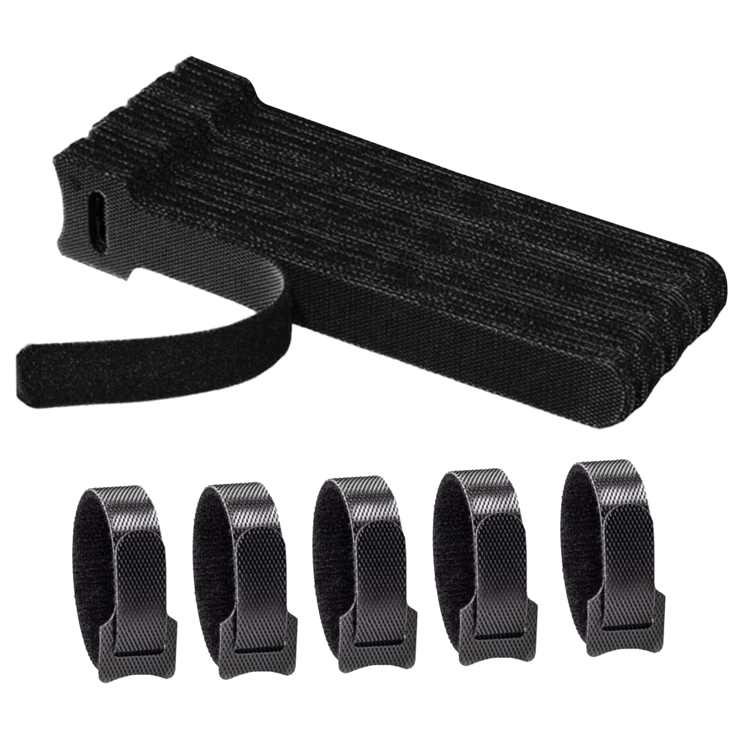 Storite 50 Piece Cable Organizer Hook & Loop Tape-Wire/Cord Holder Management Strap-Reusable Hook & Loop Ties for PC, TV, Desk, WFH Accessories (6 inch,Black)