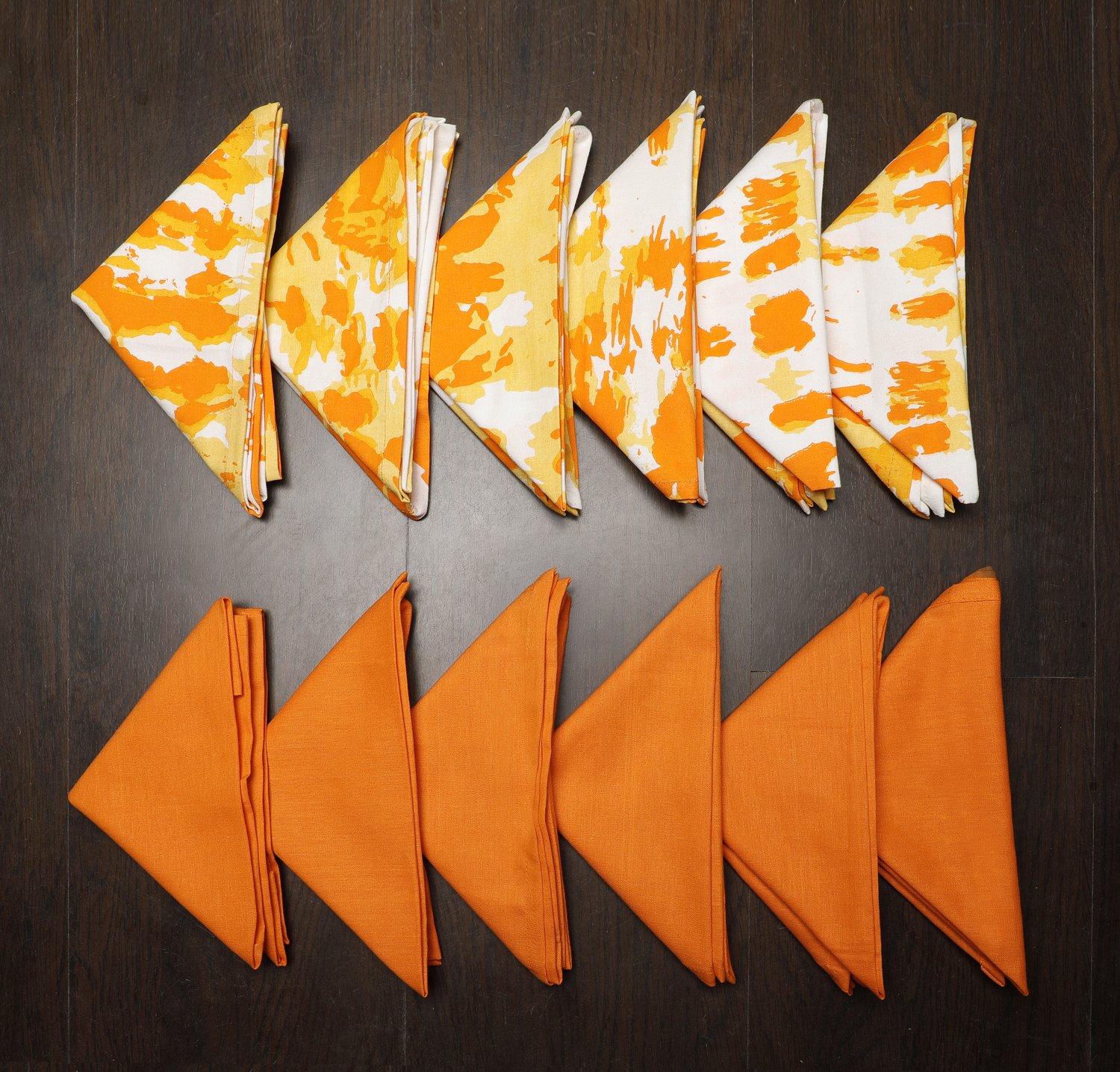 Dekor World Abstract Plain Printed Orange Napkin Set (Pack of 12)