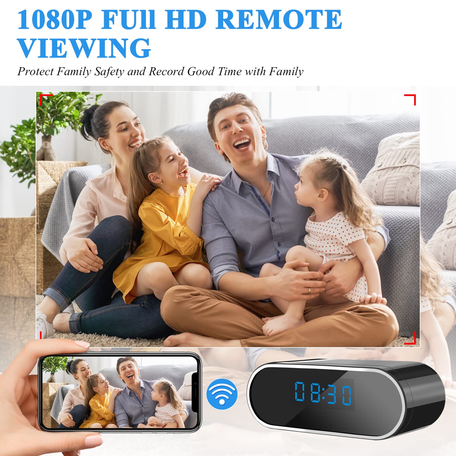 Mini Telecamera Spia WiFi 5G,Videocamera Sorveglianza Interno Sveglia | 1080P Spy Cam Senza Fili , 150 ° Microcamera Spia Telecamera Visione Notturna, Rilevamento del Movimento