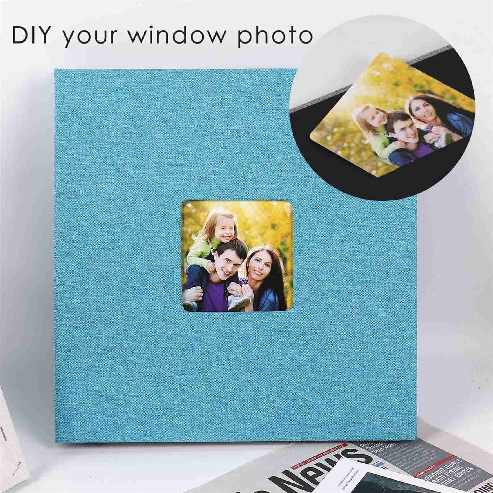 3 x album fotograficzny samoprzylepny album do scrapbookingu na ślub / rodzinę / kochankowie lniana okładka DIY na walentynki matki niebieski