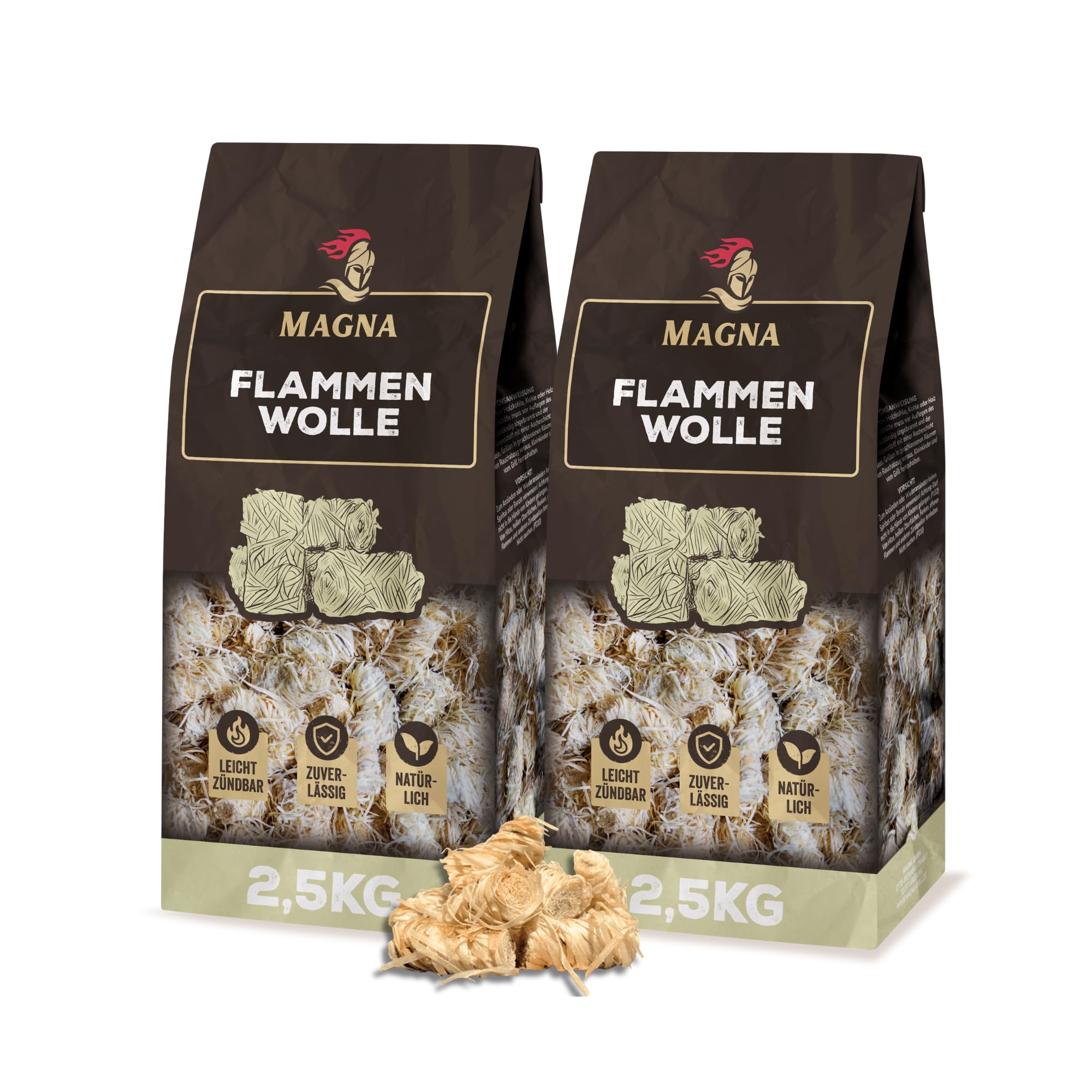 Magna Premium Flammenwolle – Kaminanzünder, 5 kg, 350 Anzünder