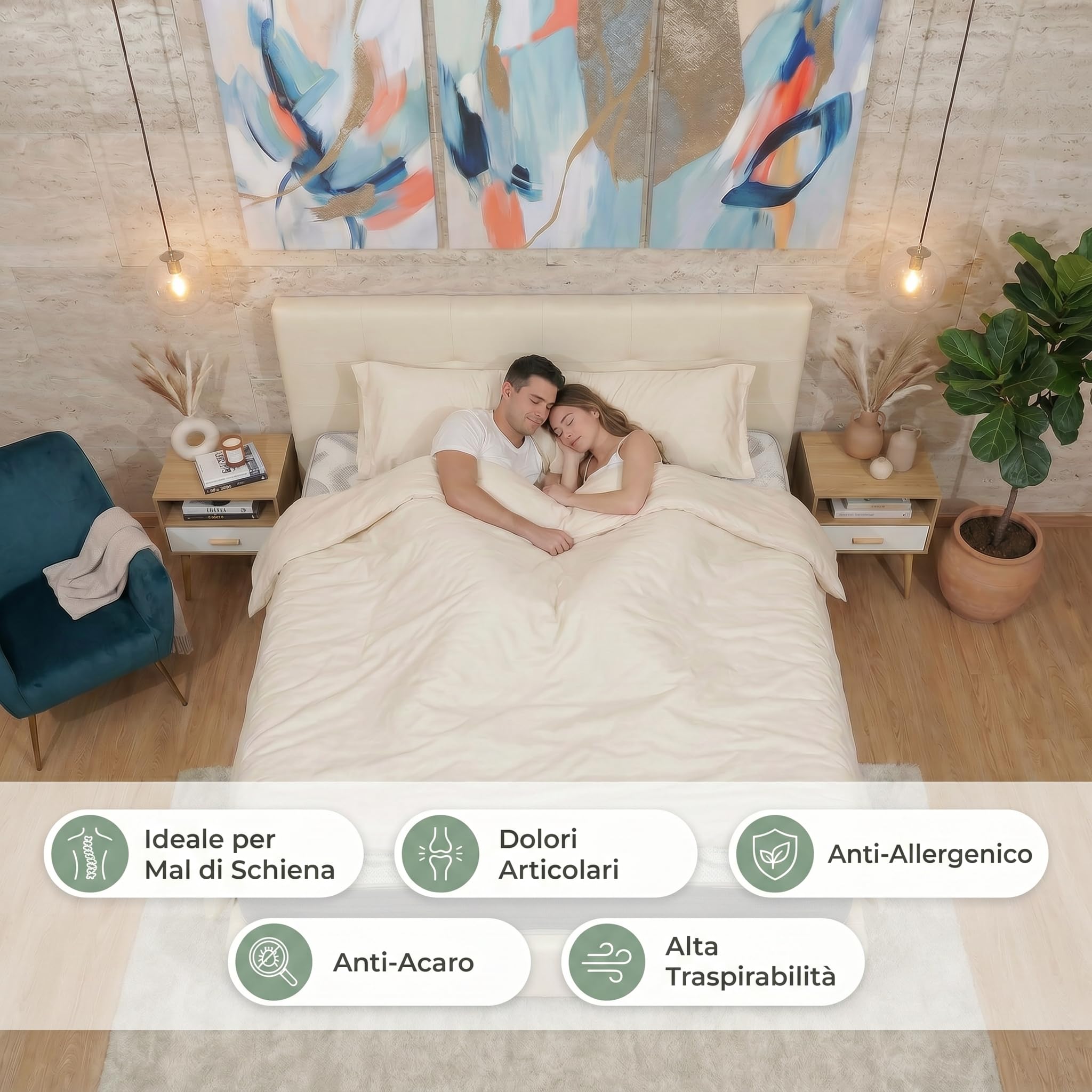 Materassimemory.eu - Podwójny Materac Memory LA Różowy Wiatr Rozmiar 160x200 Wysokiego 25 cm 7 Strefy zróżnicowanej nośności Powłoka Aloe Vera Silver SFODERABLE z pałąkiem 3D Odkurzacz powietrza