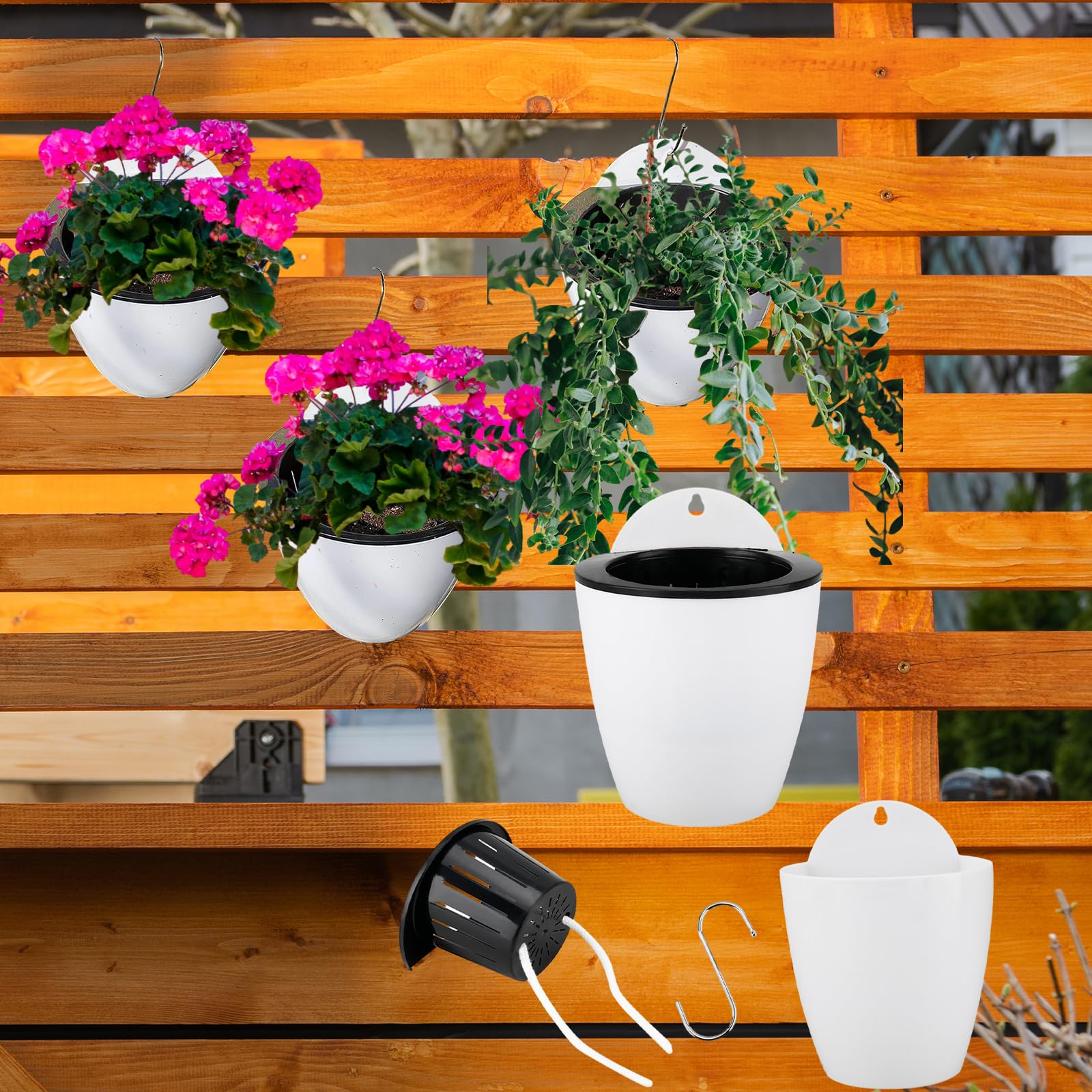 Homend Lot de 7 pots de fleurs à suspendre à arrosage automatique, pots de fleurs à