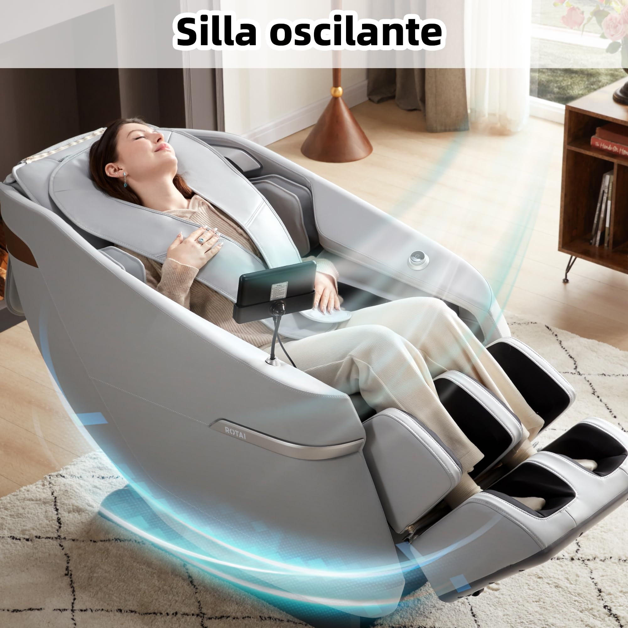 ROTAI Silla de Masaje de Cuerpo Completo con Amasado, Gravedad Cero y Bluetooth, Sillón Masajeador Shiatsu Profesional Reclinable, Sillón Relax Eléctrico para Casa y Oficina