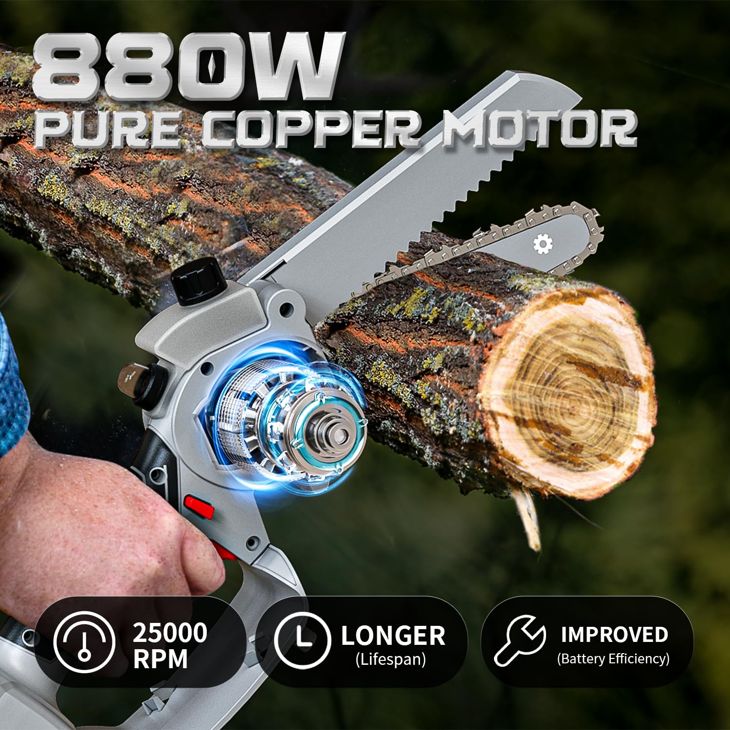 Mini motosierra inalámbrica de 6 pulgadas con 2 baterías, sierra eléctrica para rama de árbol, regalo de cumpleaños de Navidad para hombres, papá, marido, motosierras pequeñas de mano para cortar