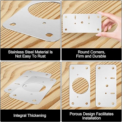 Miniatura 3 de Zqeven Paquete de 12 piezas de reparación de bisagras, placa de reparación de bisagra de puerta de gabinete, placa de fijación de bisagra para