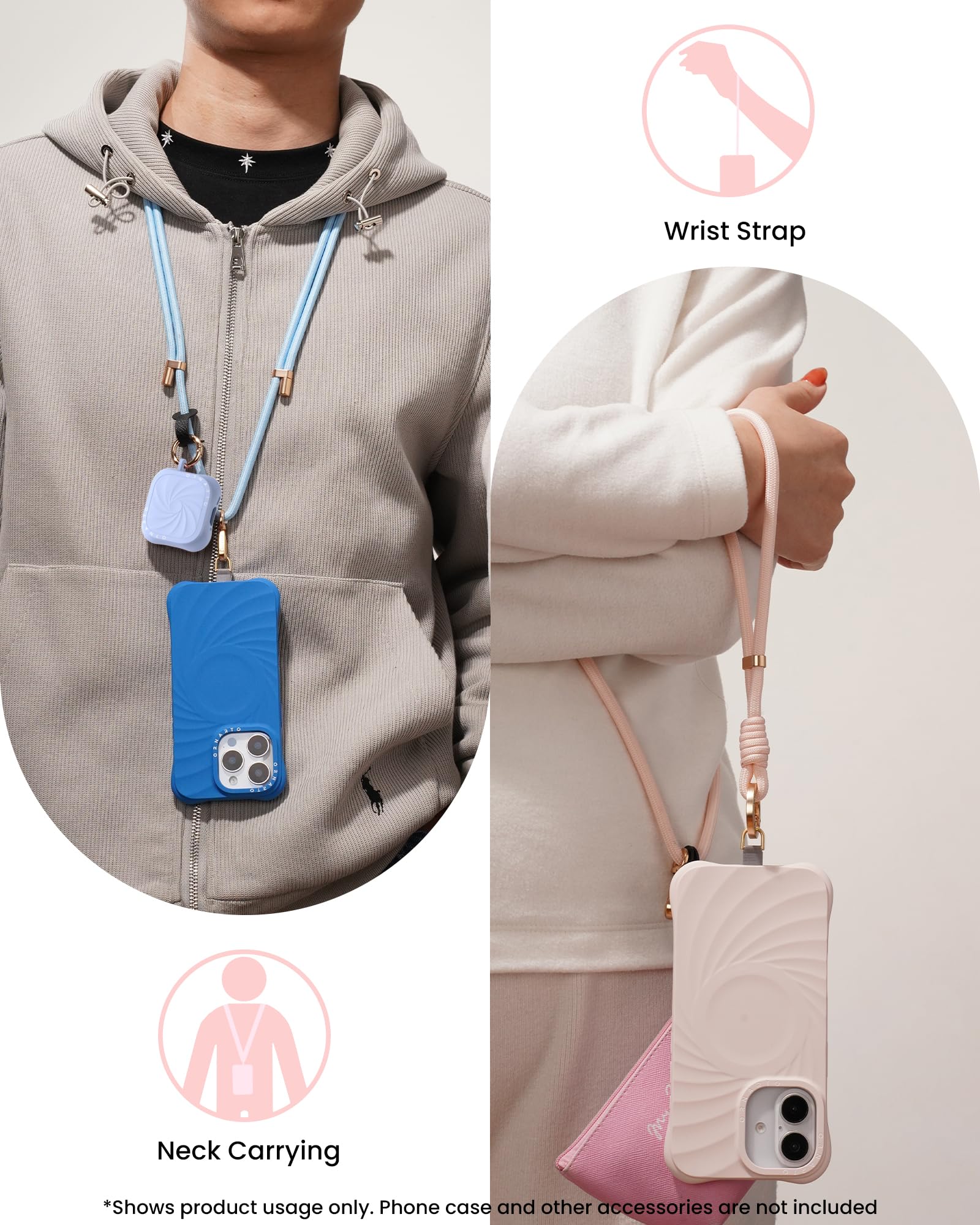 Birwiny Anti-Theft Phone Lanyard Crossbody & Wrist Strap | 2 Phone Tabs, Secure Lock Design | Universal For All Phones | Adjustable Strap With Premium