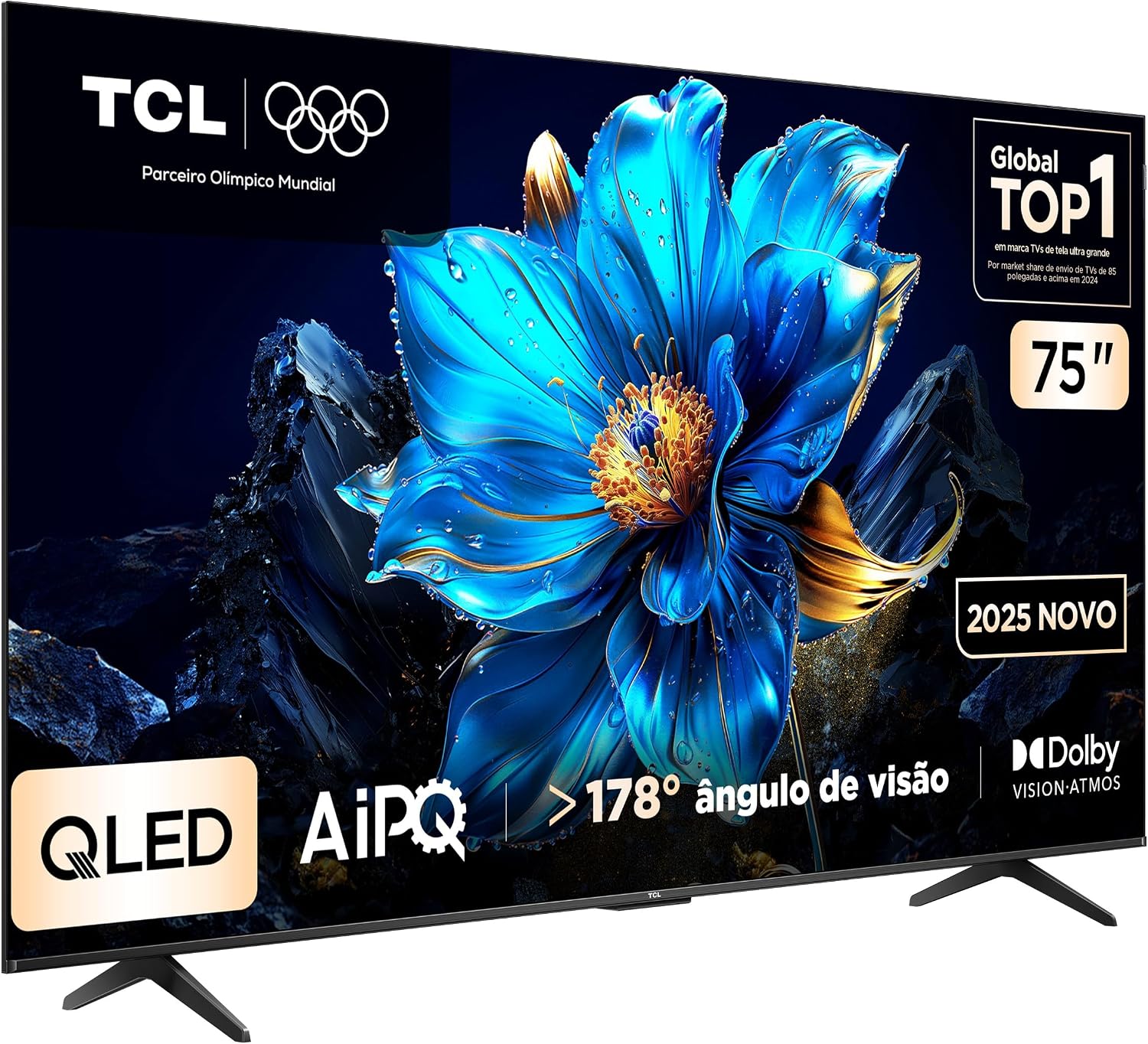 Smart TV TCL 75 Polegadas QLED 4K P7K WiFi Bluetooth Google TV HDR10+ Dolby Atmos Dolby Vision 75P7K