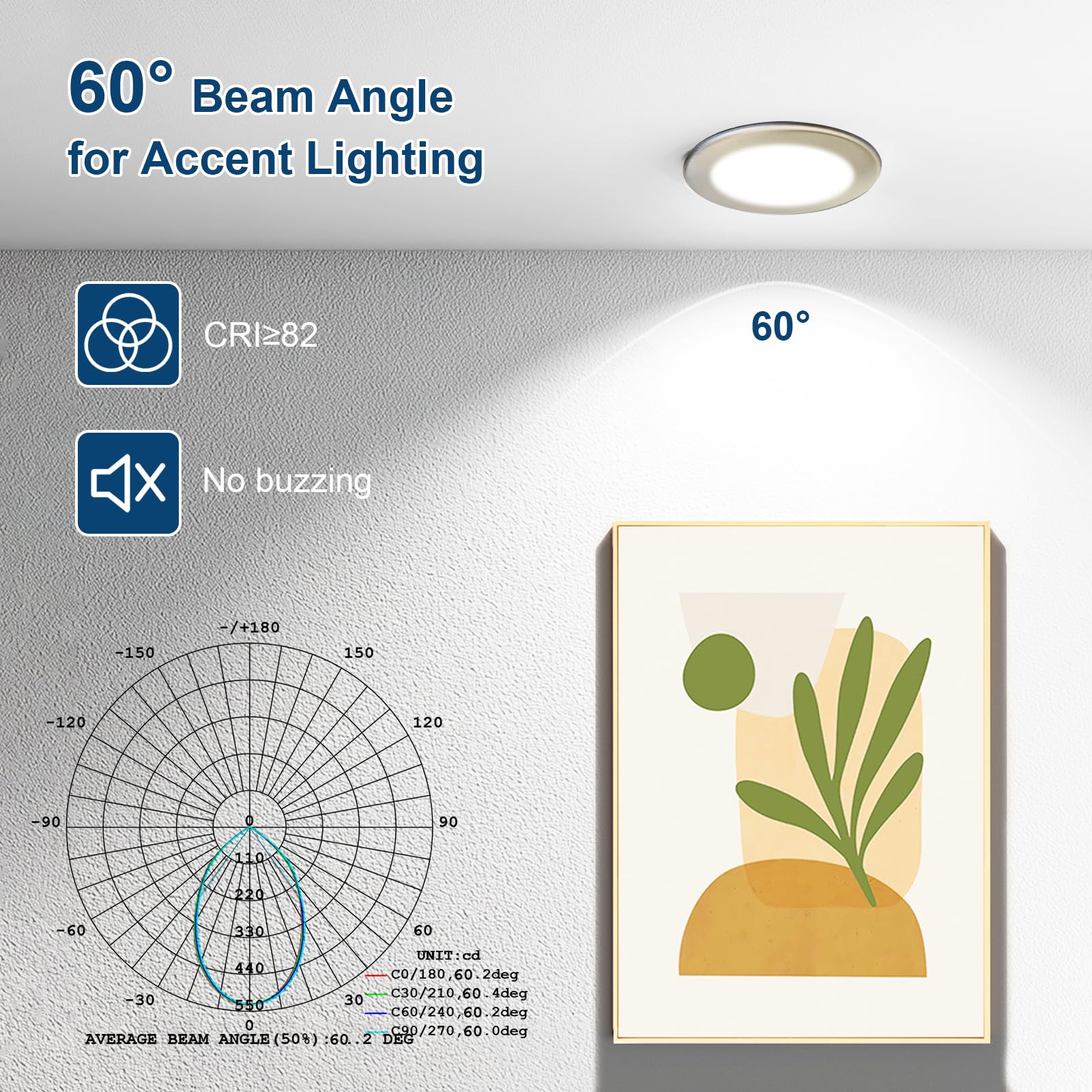 Allesgute 10X LED Downlights Ceiling Dimmable 7W COB Ultra Slim Recessed Ceiling Lights Cool White Round Brushed Chrome LED Spot Lights for Bedroom Living Room Cutout diameter 65-88mm - Image 3
