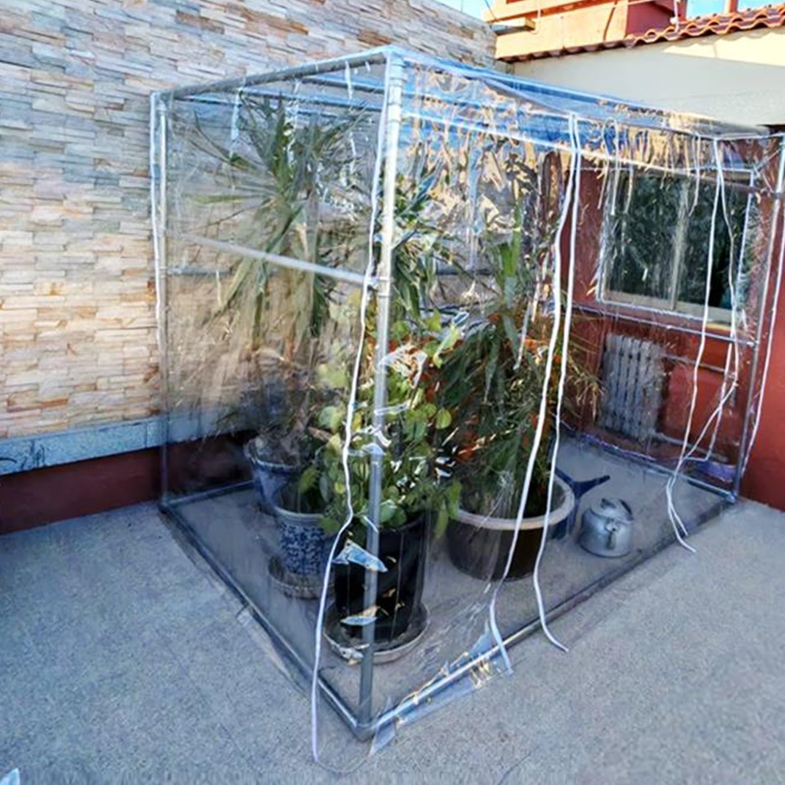 Copertura Antipolvere in PVC Trasparente Impermeabile Resistente all'Acqua e alla Polvere Tessuto Resistente Coperture per scaffali da Esterno con Cerniera(B,60x35x160cm)