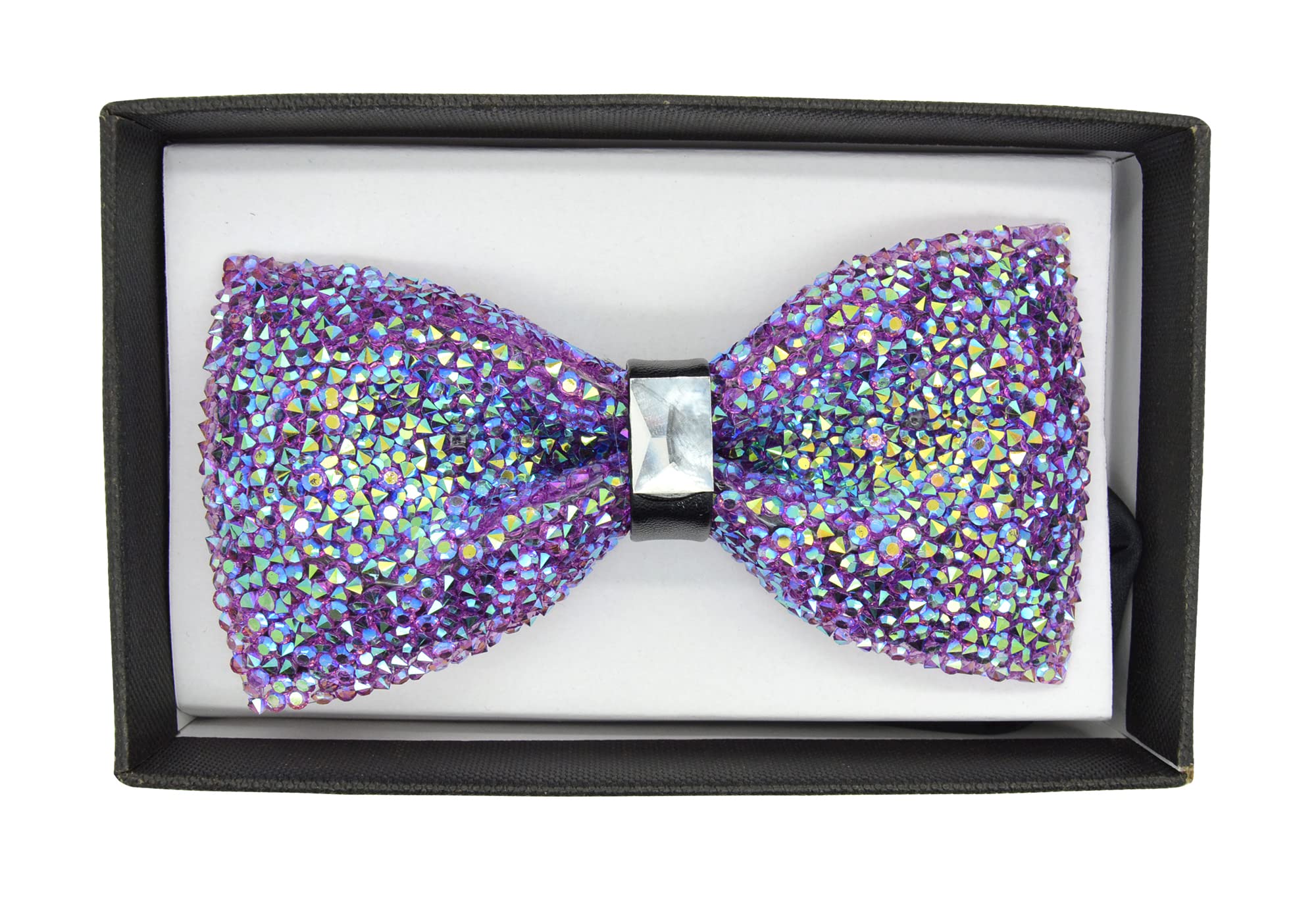 Crystal Glitter Bow tie Luxurious Wedding Party Rhinestone Adjustable Bowtie (Multi-Purple)