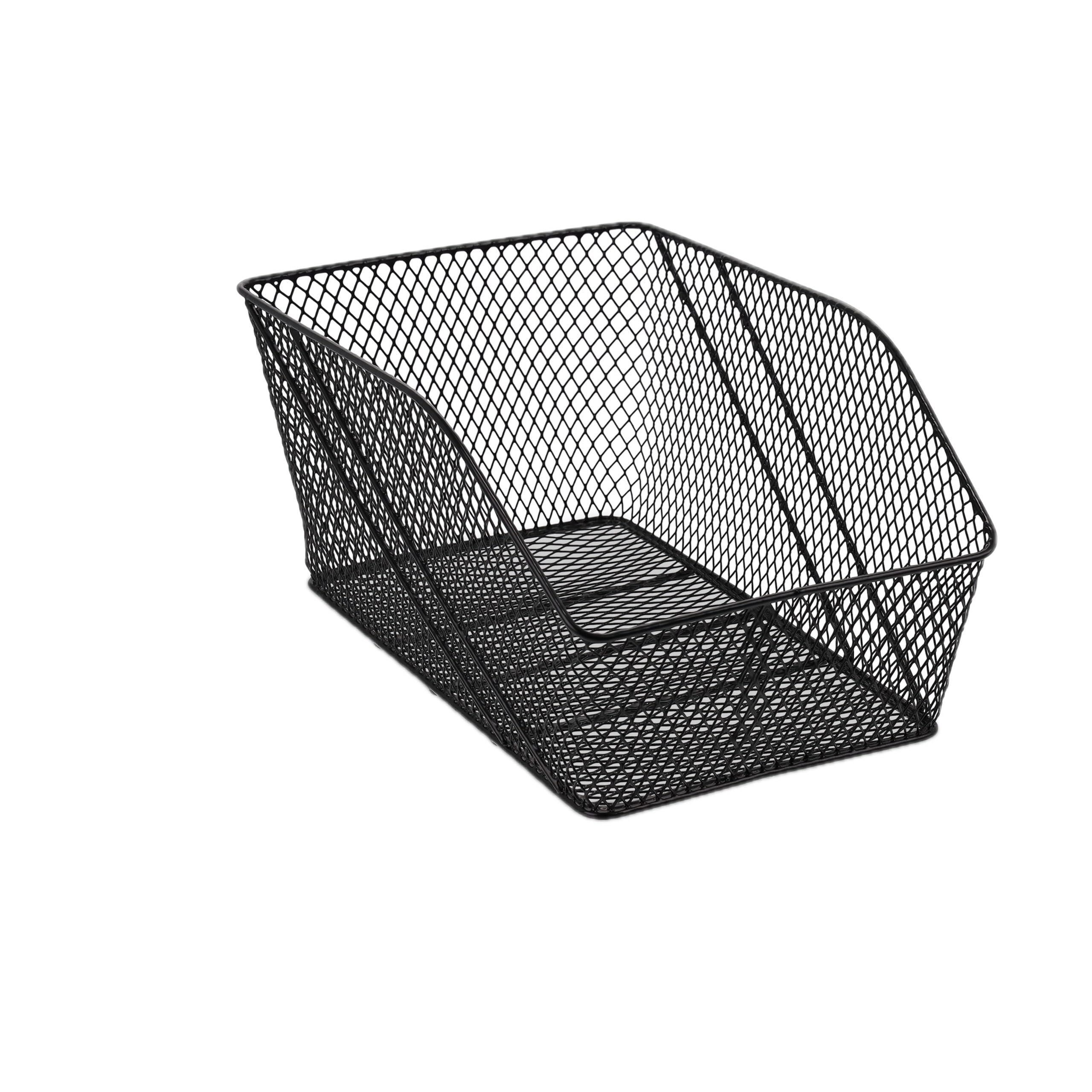 Relaxdays Cesta Trasera Bici, Metal, Cestita para Mochila Escolar, 22x30x46 cm, Cestilla Portaequipajes Bicicleta, Negro
