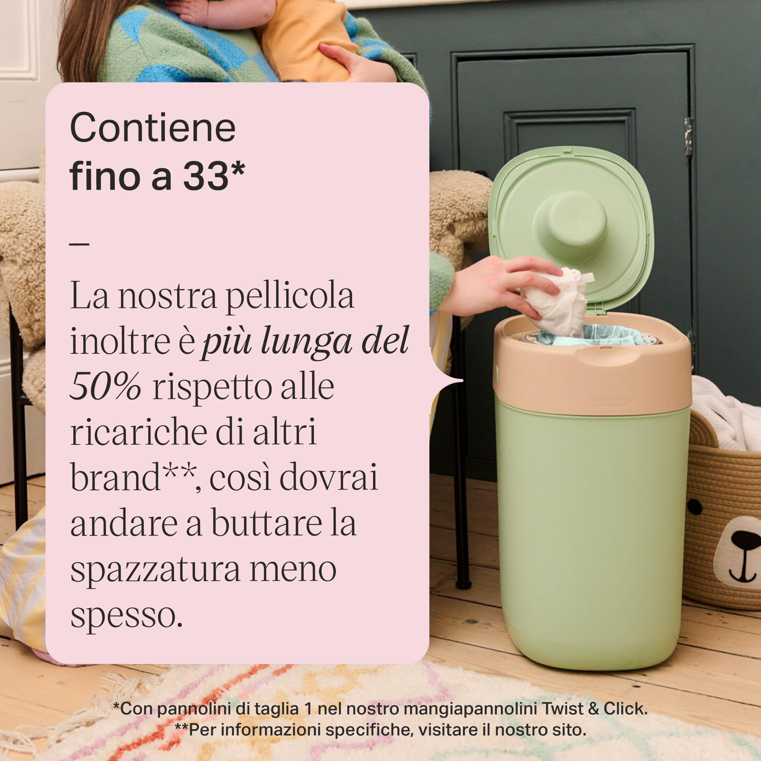 Tommee Tippee Mangiapannolini Twist & Click, + 1 Ricarica da 10,5 m, Crema