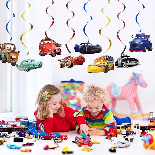 Miniatura 4 de 30PCS Cars Birthday Party Decorations - Swirls Ceiling Streamers Decorations for Kids - Race Car Hanging Swirl Decorations - Cars Birthday Party