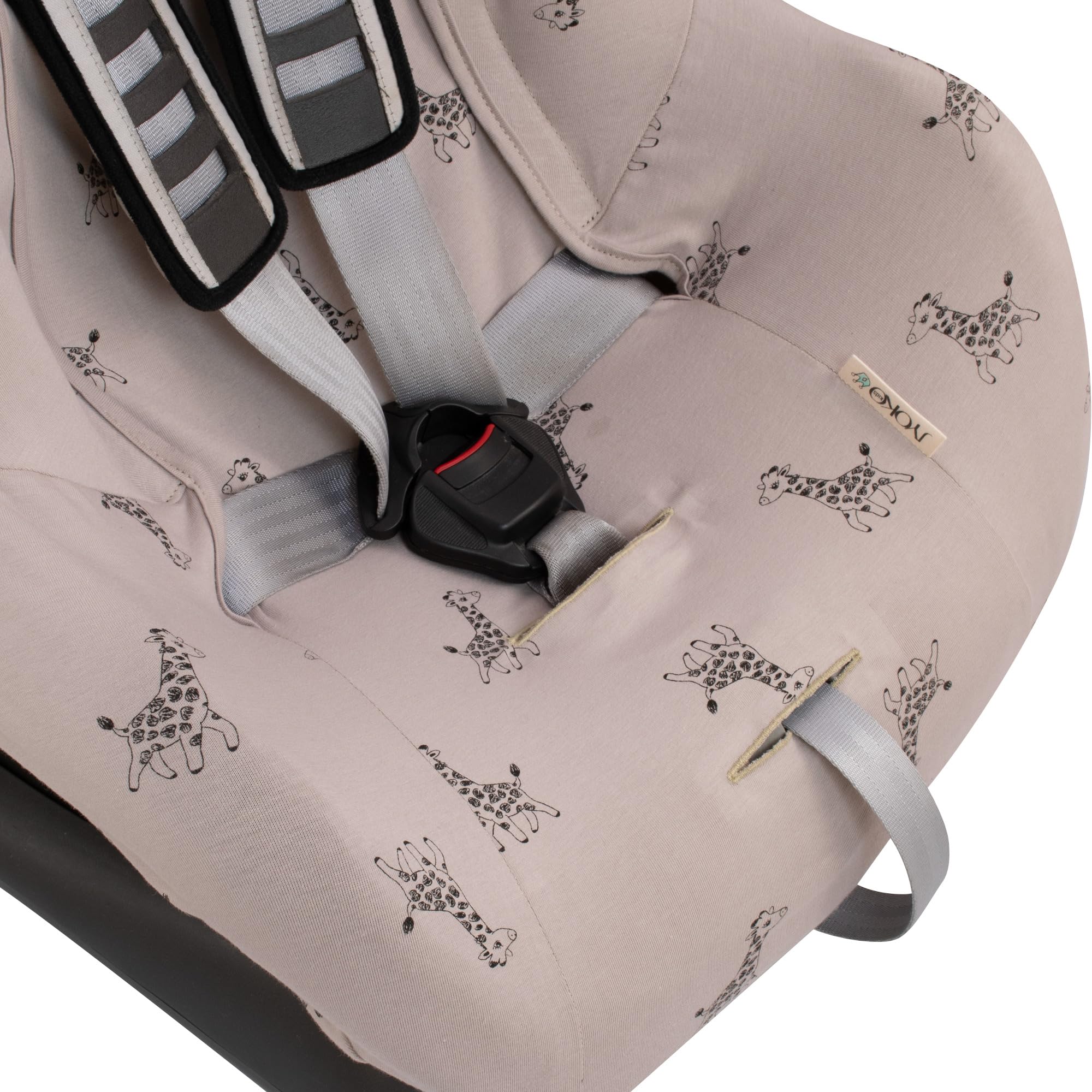 JYOKO KIDS Rivestimento per seggiolino auto senza testiera, realizzato in cotone extra morbido (GIRAFFE)