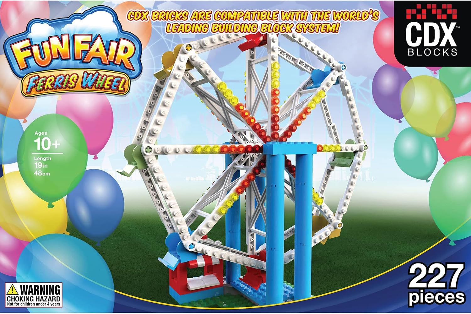 CDX Blocks: Fun Fair Ferris Wheel - 227 Pieces, Brick Building Set, Amusement Park Ride Model, Promotes STEM Learning image 2