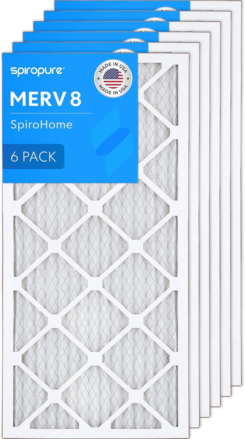 SpiroPure 11.5X23.5X1 MERV 8 Geothermal Air Filters - Made in USA (6 Pack)