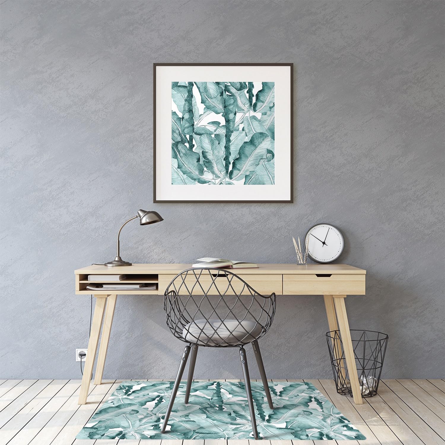 Protezione per Sedie a Rotelle 100x70 cm Impermeabile Antiscivolo Resistente ai Danni Facile da Pulire PVC Vinile Protezione di Pavimenti Rettangolare per Ufficio a Casa - foglie di banano