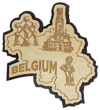Printtoo Souvenir Wooden Belgium Map Fridge Magnet Engraved Gift Collectibles