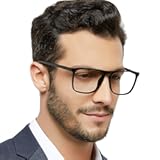 MARE AZZURO Oversized Blue Light Blocking Reading Glasses Men Computer Reader 0 1.0 1.25 1.5 1.75 2.0 2.25 2.5 2.75 3.0 3.5 4.0 5.0 6.0 (Black, 125)