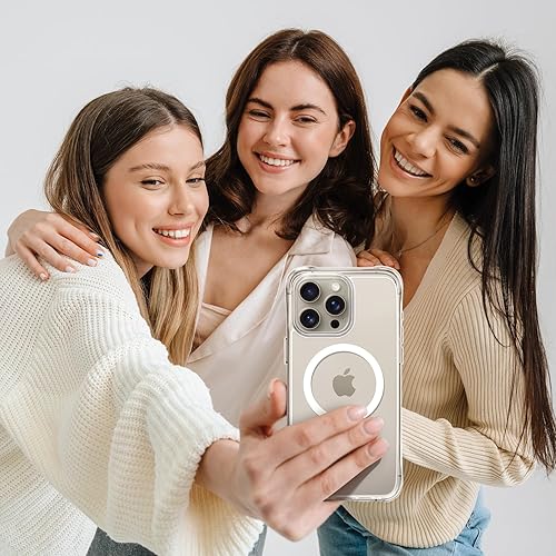Miniatura 7 de Mkeke Funda magnética diseñada para iPhone 15 Pro, compatible con Magsafe, resistente al amarilleo, protección contra caídas de grado militar, funda