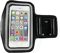 Vista 3 de Brazalete para teléfono celular pequeño de hasta 5.5 pulgadas, elásticos para correr con soporte para llaves, correa de bolsillo, soporte para bolsa