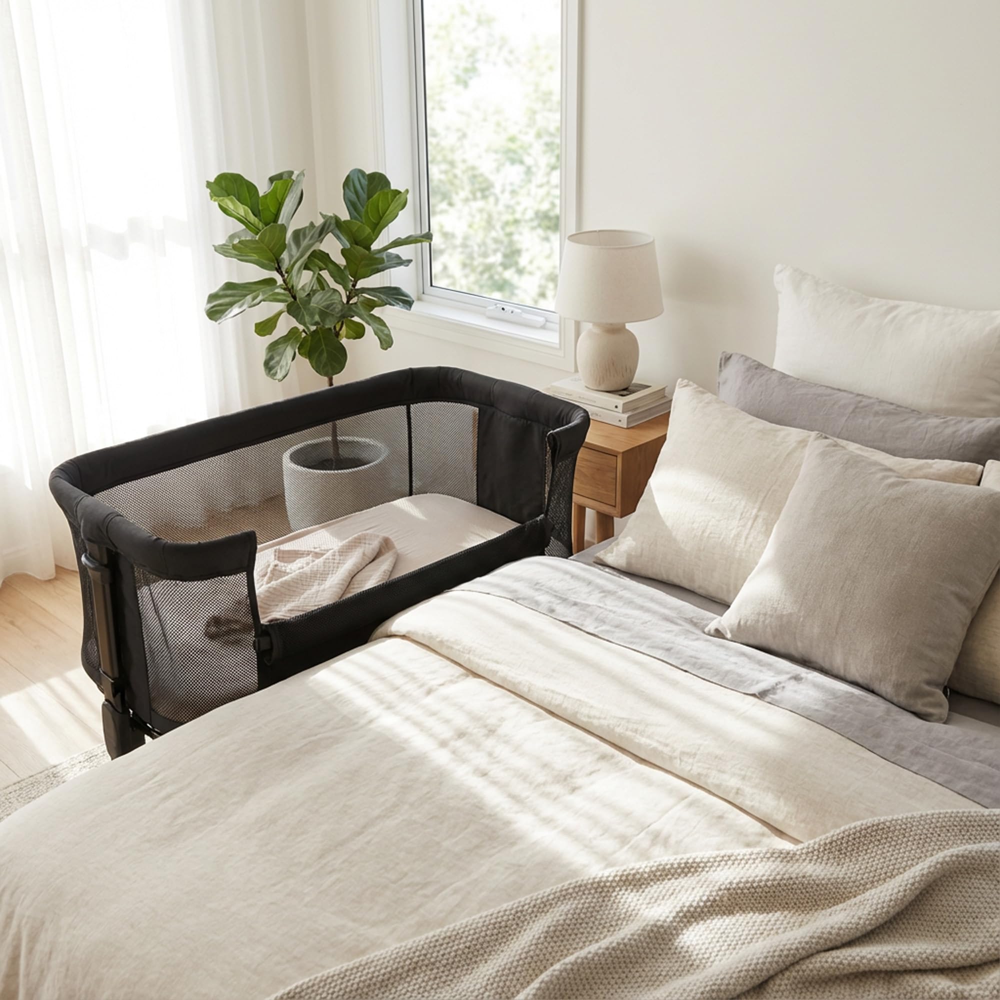 Deryan Łóżeczko dziecięce Snoozy 3 w 1 do 9 kg - Łóżko bujane, regulowane na różnych wysokościach i rozkładanie, 4 kółka z hamulcem, ergonomiczny materac, bezpieczeństwo i komfort dla dziecka, kolor