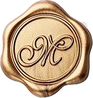 Vista 2 de Yoption Calcomanías de sello de cera con inicial M, paquete de 100 calcomanías autoadhesivas doradas para sellos de letras sobre para bodas