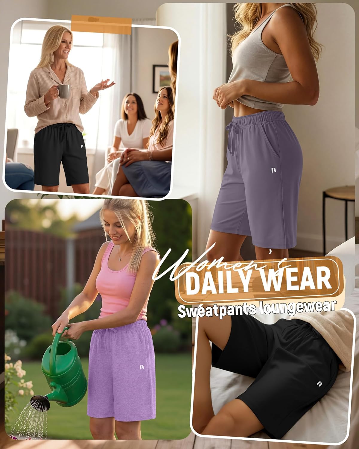 Neer 3 Pack Women's Quick Dry Shorts Women Drawstring High Waisted Bermuda Athletic Shorts with Pockets - Image 2