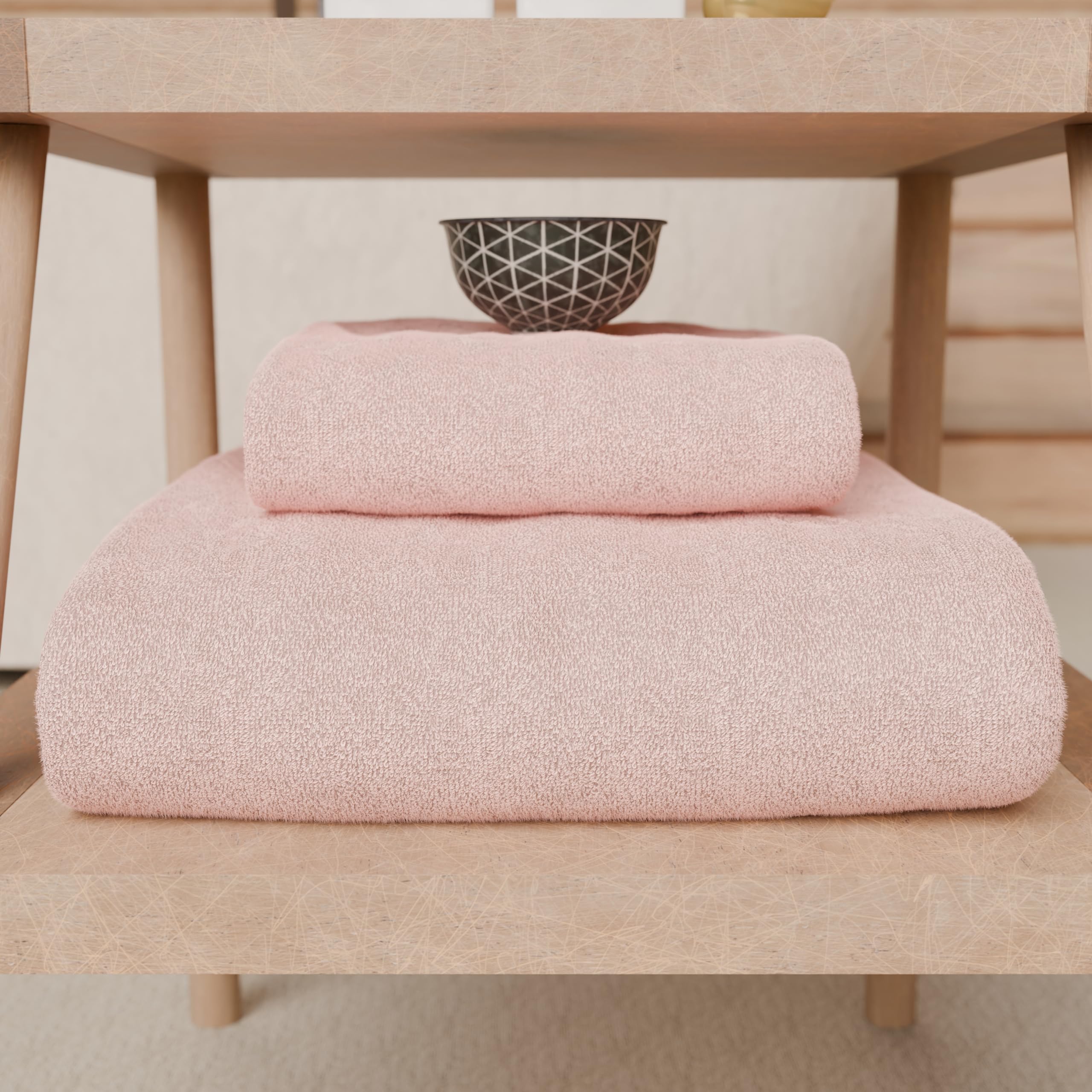 PETTI Artigiani Italiani - 100% Cotton Terry Bath Towels, 2+2 Towel Set, 4 Pieces 2 Face Towels and 2 Hand Towels, Pink Towels - Image 4
