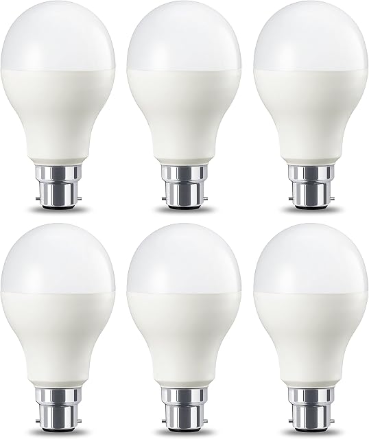Amazon Basics LED B22 Bayonet Cap Bulb, 14W (equivalent to 100W), Warm White, Dimmable- Pack of 6