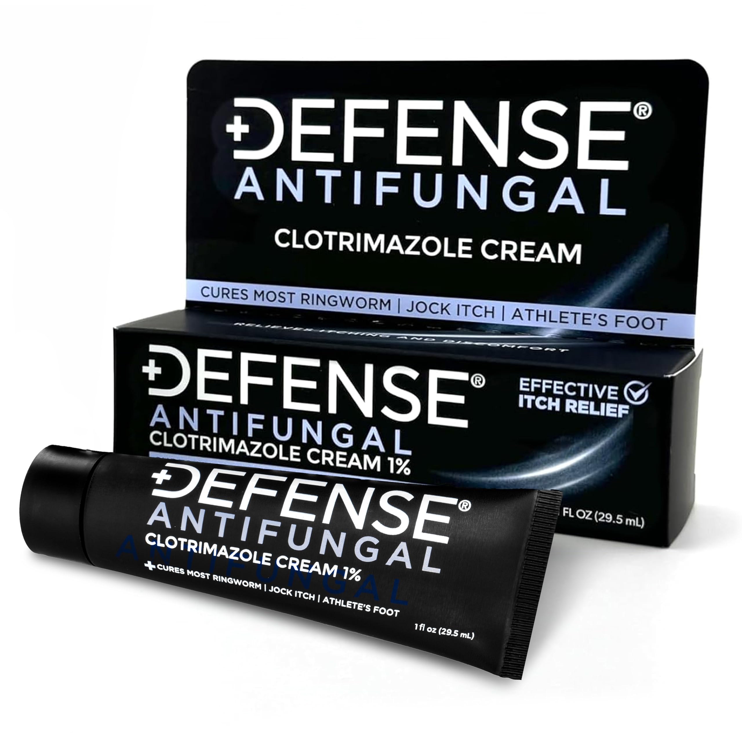 Defense Clotrimazole Antifungal Cream | Jock Itch, Athlete's Foot, Ringworm Treatment | Medicated Itch Relief Anti Fungal Cream for Skin and Foot Fungus